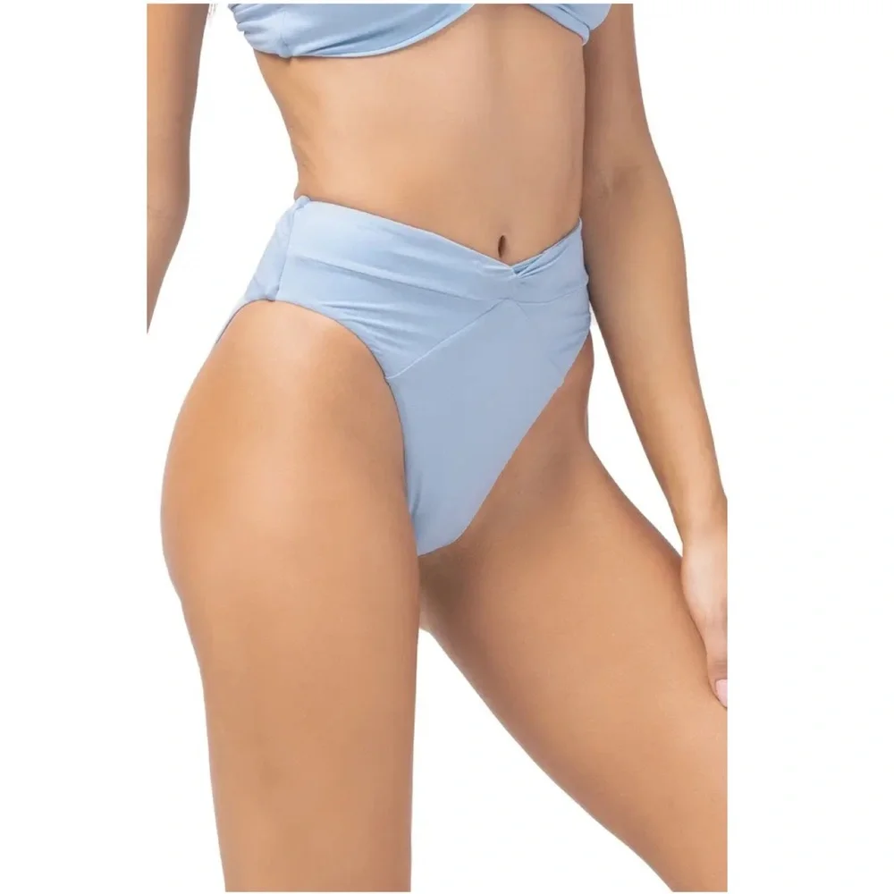 NWT💕L*SPACE Shimmer Ringo Bikini Top & Nancy Lee Bitsy Swim Bottoms in Sky Blue
